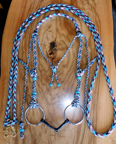 Pre made- Bitted bridle and reins set "Arizona Sky"