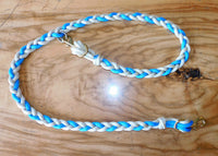 Pre made- "Cafe" plaited dog lead,beige/cyan