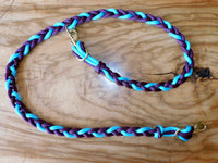 Pre made- "Cafe" plaited dog lead, burgundy/turquoise, brass