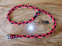 Pre made- "Cafe" plaited dog lead, red/black