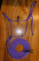 Pre made- Marine rope training halter and 4 mt lead set Purple lg cob