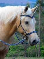 Pre made-Sliding chin riding halter and reins set, V brow turks head accents. Large pony.