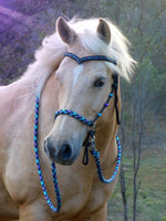 Pre made-Sliding chin riding halter and reins set, V brow turks head accents. Large pony.