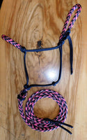 Pre made- Padded halter and lead set black/ "Desert Rose" large pony