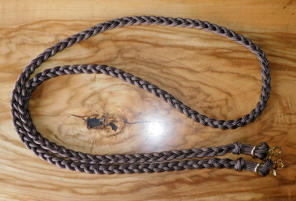 Pre made-Plaited marine rope reins, Walnut brown.