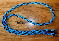 Pre made-Plaited Rope reins,Cyan/black equestrian rope, Cob length