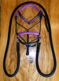 Riding halter/bitless bridle sidepull with simple chinstrap, dark brown, "Arizona Sky"