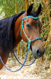 Pre made-Sliding chin riding halter and reins set, Turquoise/"Northern Lights"