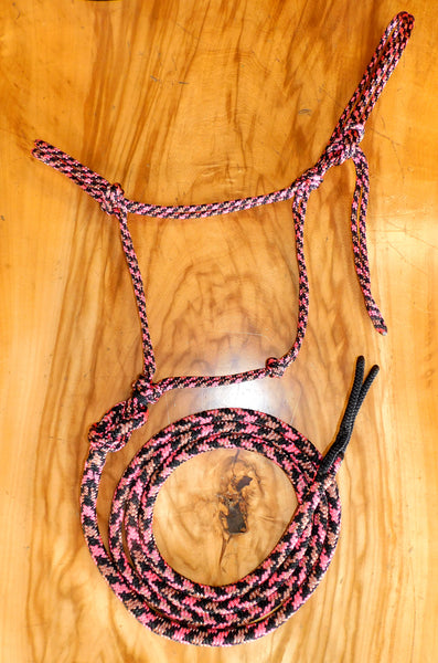 Standard halter and 2.5 mt loop on lead set "Desert Rose"