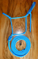 Pre made standard halter and 3mt lead set Cyan blue