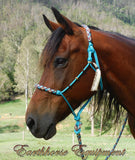 Padded halter and lead set with turks head accents and removable tassels.