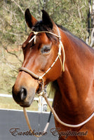 Pre made-Sliding chin riding halter and reins set FULL, beige, dark brown zig zag