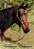 Pre made-Sliding chin riding halter and reins set FULL, beige, dark brown zig zag