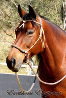 Pre made-Sliding chin riding halter and reins set FULL, beige, dark brown zig zag