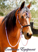 Pre made-Sliding chin riding halter/reins set with Western knot brow "Lilac Shimmer"