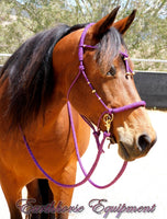 Pre made-Sliding chin riding halter/reins set with Western knot brow "Plum" Brass