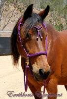 Pre made-Sliding chin riding halter/reins set with Western knot brow "Plum" Brass