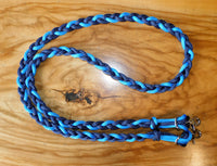 Pre made-Plaited pony reins, navy/cyan blue