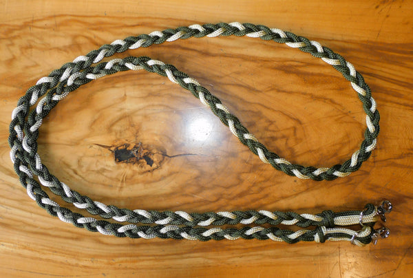 Pre made- Plaited reins olive/beige