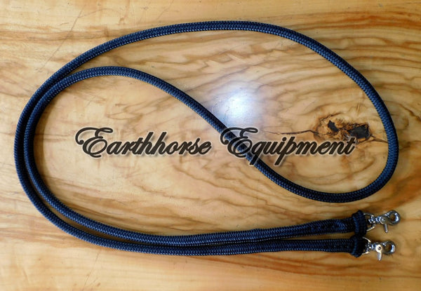 Equestrian rope reins "Black", stainless steel or brass clips, you choose length