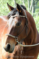 Marine rope V brow Sliding chin riding halter/reins set dark brown/beige zig zag