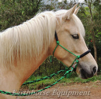 Sliding chin riding halter, basic padded, Green/black padding,riding halter only.