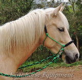 Sliding chin riding halter, basic padded, Green/black padding,riding halter only.