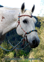 Sliding chin riding halter/reins set with V brow Sliding chin riding halter/Bitless bridle/reins set.