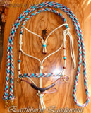 Sliding chin riding halter and reins set, "Arizona Sky" with western brow and cheek accents