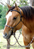 Sliding chin riding halter, V brow black with "Snakeskin" padding/inset