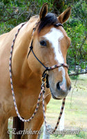 Sliding chin riding halter, V brow black with "Snakeskin" padding/inset