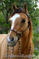 Sliding chin riding halter, V brow black with "Snakeskin" padding/inset